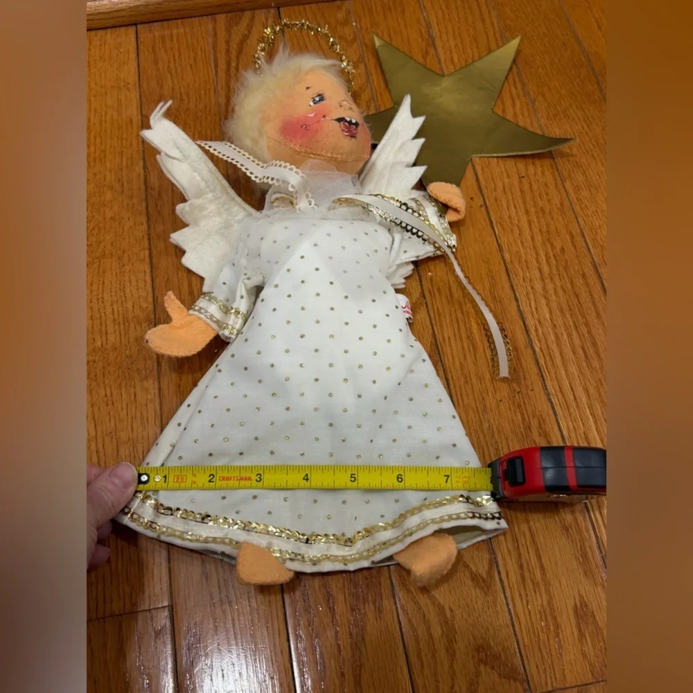 Annalee Christmas angel tree topper star white gold 1983